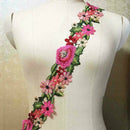 1Yard Flower Embroidered Trim Lace Ribbon DIY Wedding Sewing Applique Craft DIY