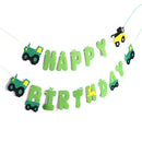green tractor happy birthday banner garland for construction vehicle party-AU3C