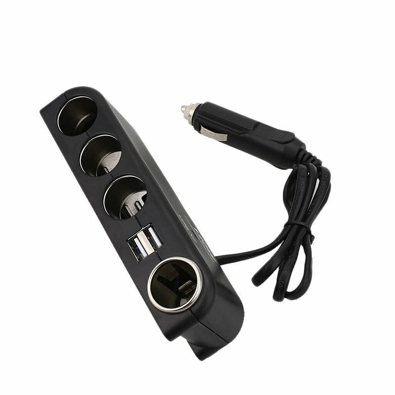Dual USB Port Car Charger 4 Way Cigarette Lighter Socket Splitter Power Adapter
