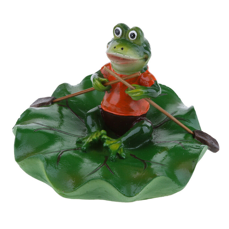 2x Artificial Lotus Leaf Frog Water Floating Ornament Pond Decoration Family &