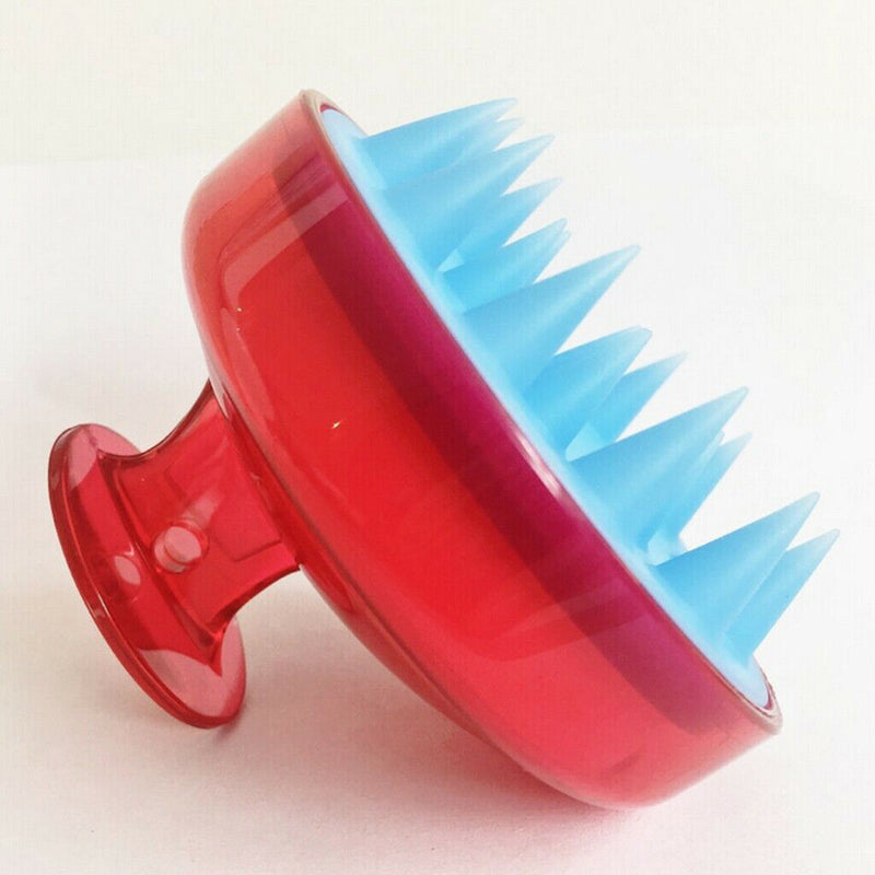 Silicone Shower Shampoo Body Wash Dandruff Brush Hair Scalp Massager Shiny red