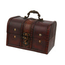 2pcs Retro Wooden Lock Treasure Chest Jewelry Storage Box Container Holder
