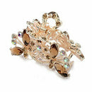 Hair Clamp Claw Clip Metal Crystal Glass Coffee Women Hot 35x65mm
