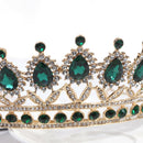 Luxury Green Crystal Baroque Diadem Rhinestone Bridal Crowns Pageant Jewelry Gw