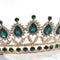 Luxury Green Crystal Baroque Diadem Rhinestone Bridal Crowns Pageant Jewelry Gw