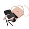 Women PU Leather Crossbody Cute Cartoon Cat Mini Square Shoulder Bag (Pink)