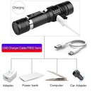Super Bright 50000LM T6 LED Flashlight Rechargeable Zoom Torch 18650 3 Modes NEW