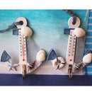 Wood Anchor Thermomete Craft Art Wall Hanging Hook Gauge Shell Nautical Decor SP