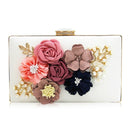 Women Clutch Bag Floral Party Purse Wedding Evening Handbags, White V6J4