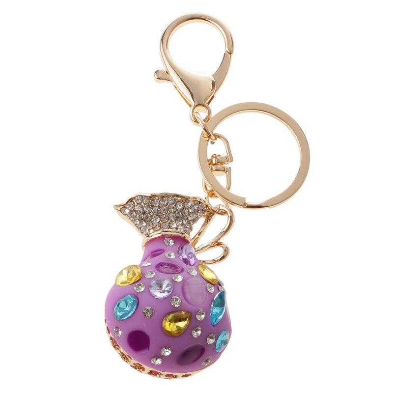 Opal Money Purse Keychain Charm Pendant Handbag Bag Keychain Key Ring Purple