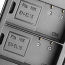 USB Dual Battery Charger For Nikon EN-EL15 Battery With LED Display