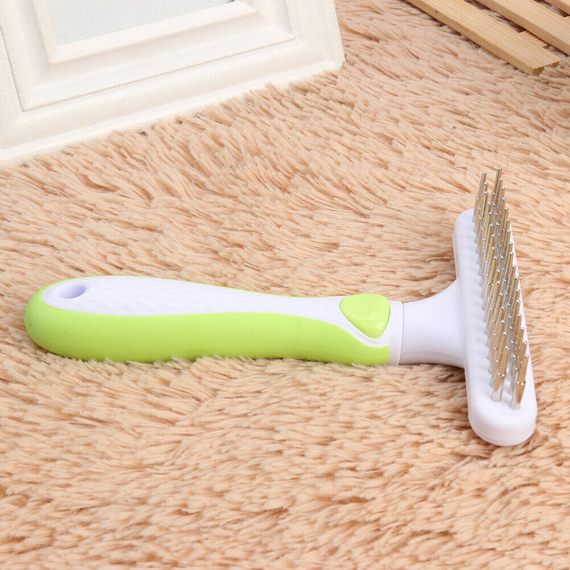 Pet Cat Dog Hair Removal Needle Comb Fur Trimming Open Knot Brush (Grey) A