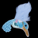 Fashion Blue Bird Bead Rhinestone Patch Applique Badge DIY Clothing Decor