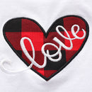 Kids Girls Long Sleeve Love Print Tops Plaid Strap Skirt Set (Red 12-18M) A