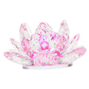 Crystal Lotus Flower Buddhist Ornament Feng Shui Art Glass Paperweight Pink
