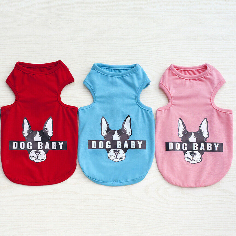Cute Pattern Pet Puppy Dog Cat Pet Clothes Dress Vest T Shirt  Pink L