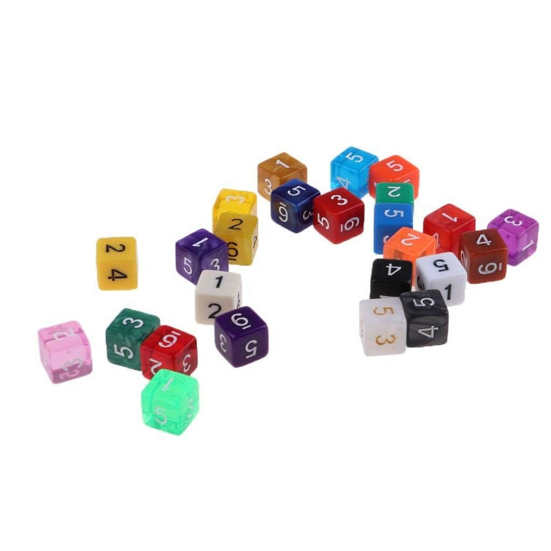 25x Plastic Dice D6 Drinking Dice for DND TRPG MTG Table Games Toys Party