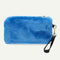 Women Evening Clutch Bag Plush Zip Handbag Female Solid Color Purse (Blue) A