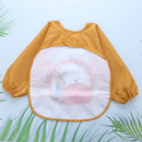 Cartoon Full Sleeve Baby Bib Waterproof Paint Feeding Apron (Pink Rabbit)
