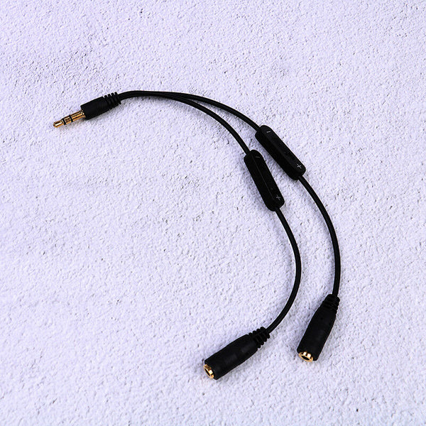 3.5mm stereo headphone audio male to 2 female y splitter cable w/ volume contrJR