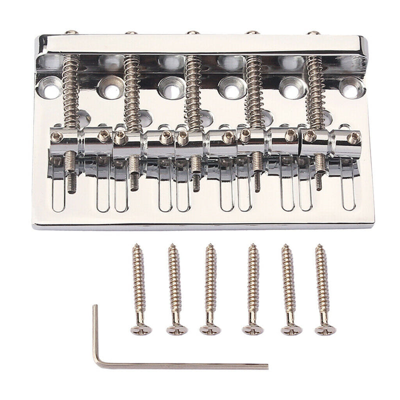 5 String Bass Bridge Electric Guitar Bridge Metal Part With Screw Wrench, Chrome
