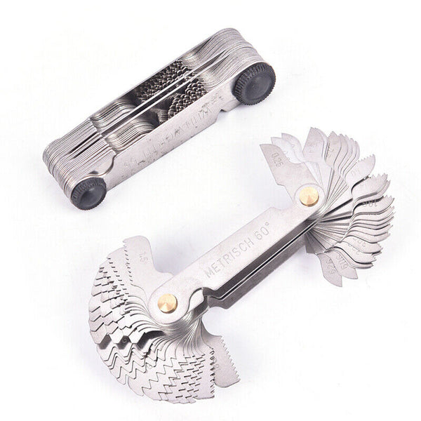 58pcs/set Screw Gauge Whitworth 55 Degree Metrisch 60 Degree Thread Pitch Ga Cy