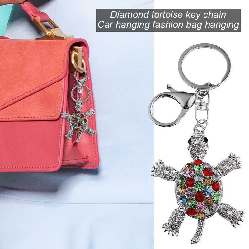 Crystal Tortoise Keychain Women Backpack Pendant Cute Key Ring Jewelry Gift A