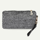 Women Evening Clutch Bag Plush Zip Handbag Female Solid Color Purse (Grey)