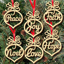 6Pcs Wooden Ornament Hollow Letter Tree Hanging Christmas Pendant Decorations OZ