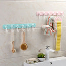 Self Adhesive Wall Hook Rail Coat Bag Key Bathroom Kitchen Towel Hanger Blue