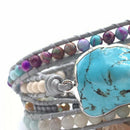 Turquoise hand-knitted leather bracelet bohemian wind bracelet 5-stripe cha