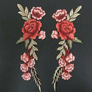 1Pair Rose Flower Applique Badge Embroidered Sew on Floral Collar Patch Dress
