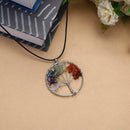 Natural Gravel Life Tree Necklace Pendant Colorful Gem Sweater Chain