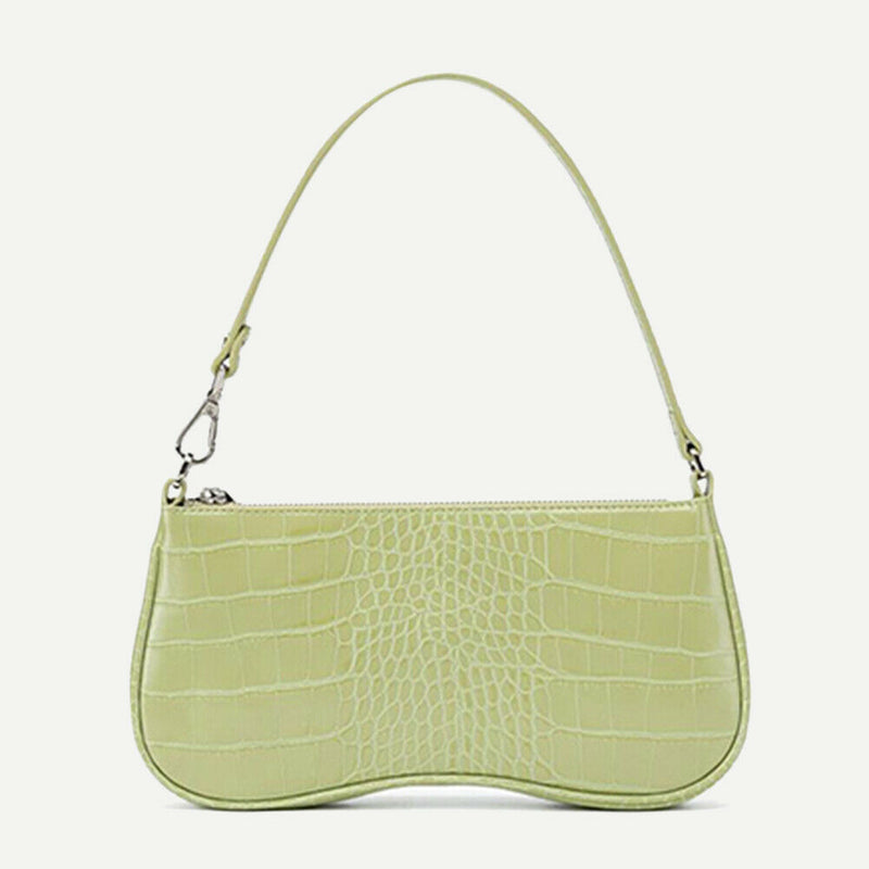 Solid Casual Zipper Handbags Tote Women Retro Alligator PU Shoulder Underarm Bag