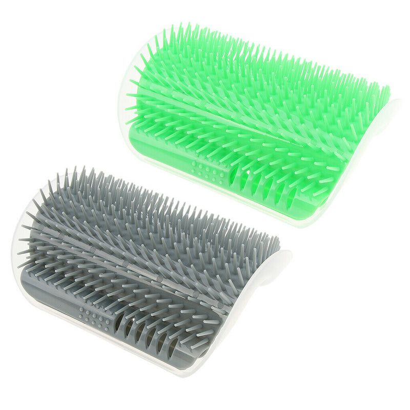 Green & Grey Cat Soft Self Groomer Grooming Brush w/ Catnip Eco-friendly