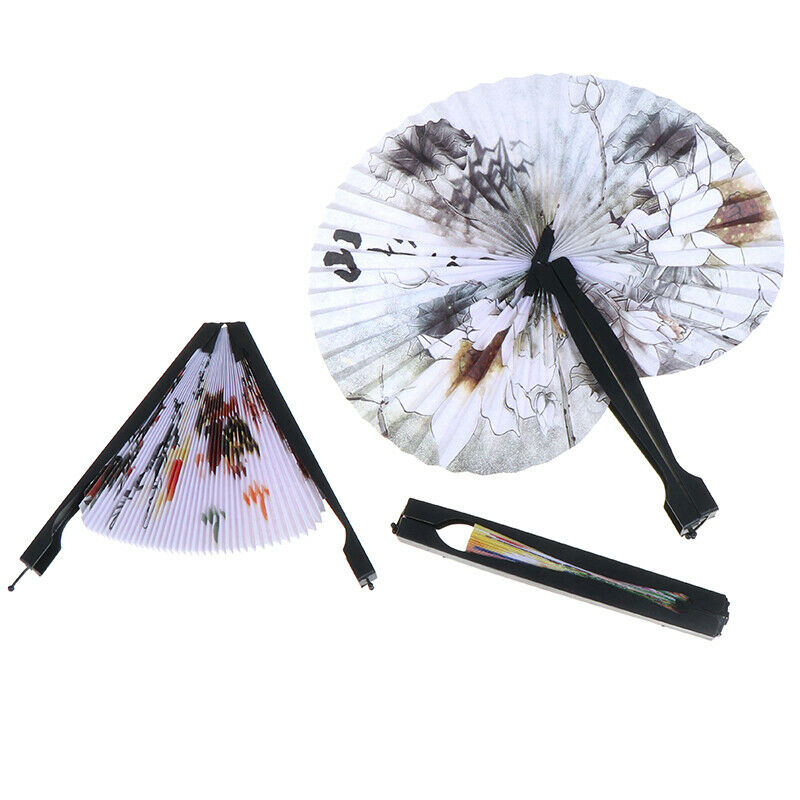 1x Chinese Paper Folding Hand Fan Oriental Floral Peacock Party Wedding OZ
