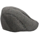 Mens Tweed Wool Herringbone Flat Cap Peak Hat with Quilted Lining - Black & S6L5