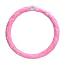 Universal Steering Wheel Cover Leather Shinny Crystal Crown Pink Girl Gift â„–[