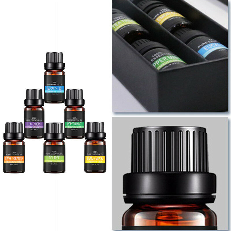 6 Pack Essential Oil Set 100% Pure Natural Aroma Therapeutic Grade Oils Lo NUT