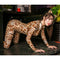 Open Crotch Bodysuit Leopard Sheer Catsuit Womens Double Zipper Long Sleeves