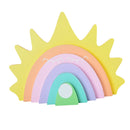 6 Colors Wooden Stacking Stacker Blocks Rainbow Shape Kid's Gift