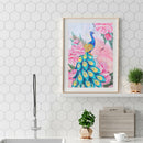 Peacock Pink Flower Irregular Rhinestone Picture DIY Set 30x40cm (PA041)