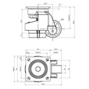55mmFoot Master Nylon Wheel Low Profile Leveling Caster Rated Heavy Duty