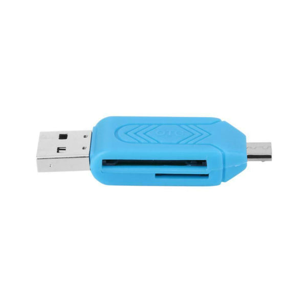 USB2.0 Micro USB OTG Card Reader for TF SD Memery Card for PC Phone (Blue)