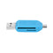 USB2.0 Micro USB OTG Card Reader for TF SD Memery Card for PC Phone (Blue)