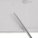 White Rhinestone Embellished Satin Wedding Guest Book Pen and Stand Set Gift