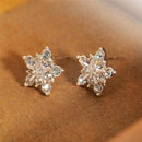 Ladies Cute Snowflake Crystal Stud Earrings Small Five-pointed Star Earrings M&E