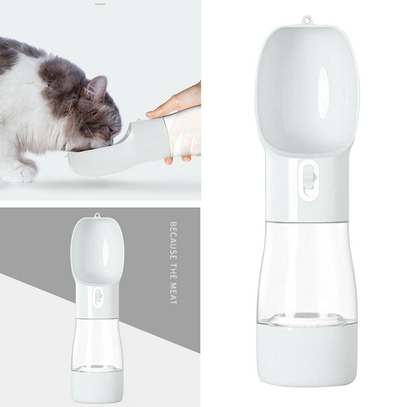 Portable Pet Dog Outdoor Travel Water Bowl Bottle Drinking Food Dish Feeder Gray