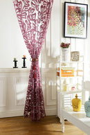 Purple Jacquard Big Flower Eyelet Curtain Sheer Living Room Valance 1x2.5M