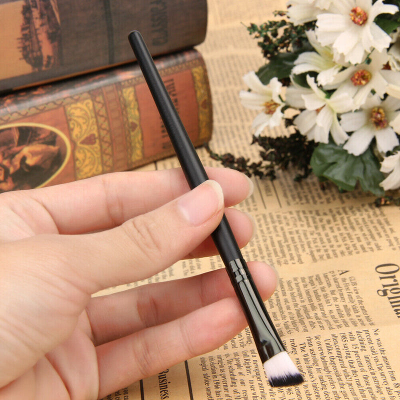 Professional Bevel Angle Eyebrow Brush Eyeliner Cosmetic Tool (Black)